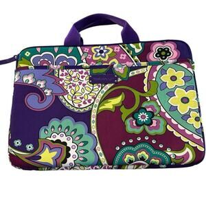 Vera Bradley 15.5 “ Purple Floral Laptop Case Padded with Handle and Zip Closure
